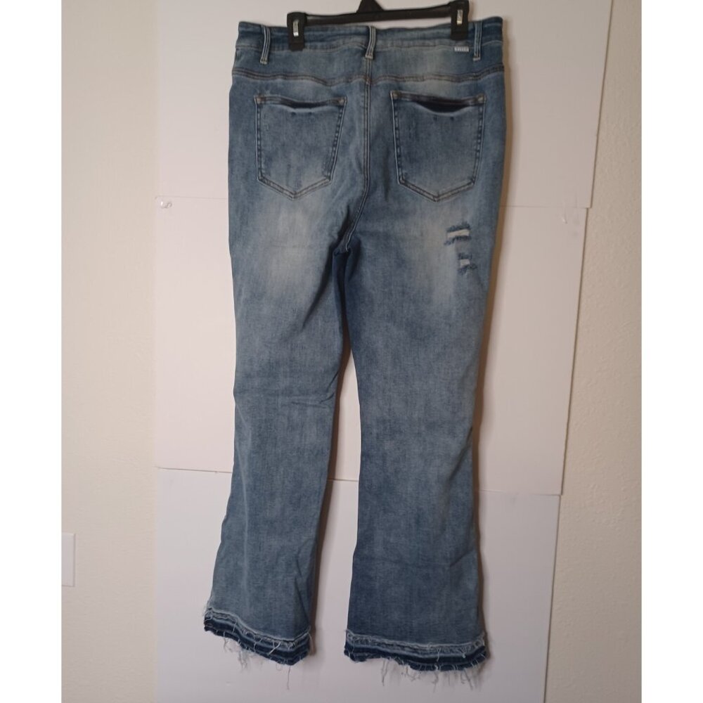 Risen Womens 2XL 36X31 Stretch High Rise Distressed Flare Jeans - Picture 6 of 6